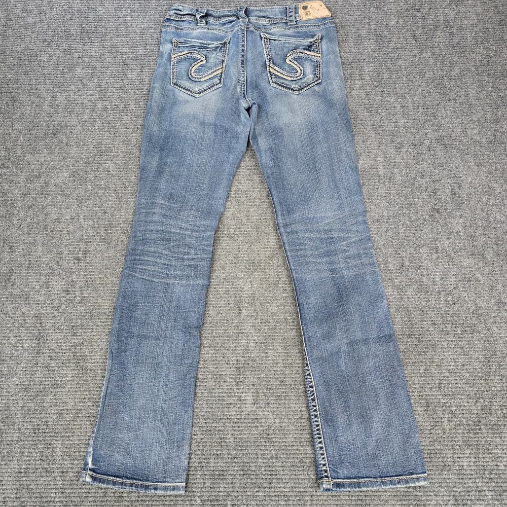 Silver Jeans Suki Mid Baby Boot Jeans Womens 31x33 Blue Stretch Western Y2K - Picture 2 of 9